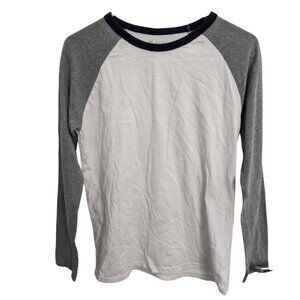 Children's Place Baseball Style Long Sleeve T-Shirt, XL (14), White, Gray